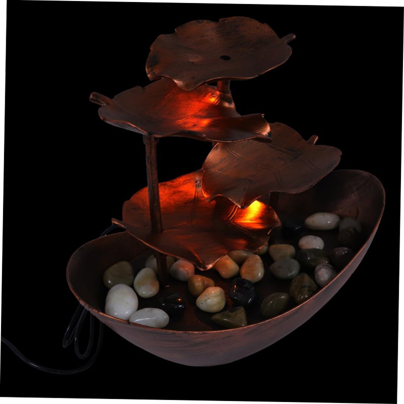 Lotus Leaf Ingot Indoor Waterfall Fountain with LED Light Plastic Desktop Decoration for Home Office - Image 2