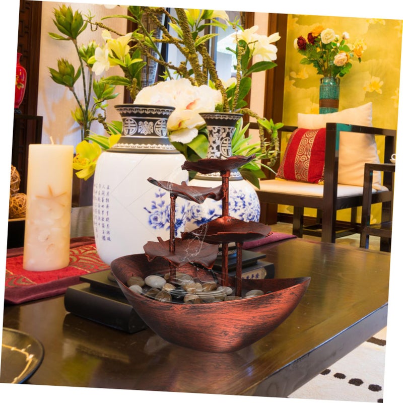 Lotus Leaf Ingot Indoor Waterfall Fountain with LED Light Plastic Desktop Decoration for Home Office - Image 3