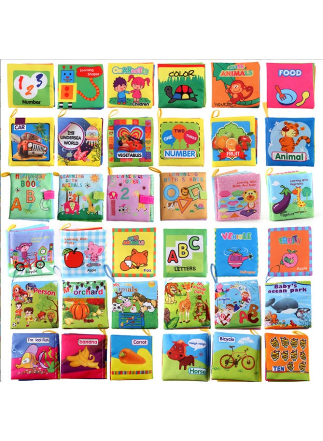 Baby Cloth Book Animals Food-Color:1906-5A Digital Towel Box With Pompom 79.8g  - Image 3