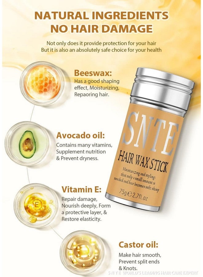 Samnyte Hair Wax Stick for Flyaways, Fly Away Hair Tamer Stick for Baby Hair, Hair Finishing Stick Works in 3 Seconds, Hair Wax Stick for Long-Lasting Fixed Hair Styling, Wax Stick for Hair