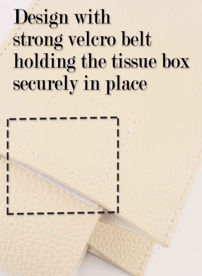 JESMINI Extra Large Rectangle Tissue Box Cover - Plus Size Tissue Box Holder with Bottom Belt [, Beige] Faux Leather Long Rectangular Tissue Holder for Bathroom/Home/Car/Office Decor, Large/1Pack - Image 5