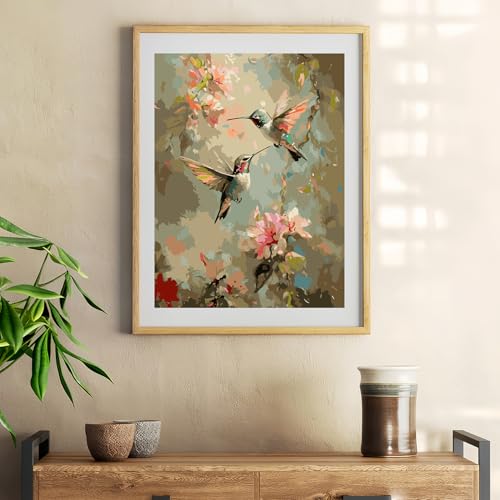 Mosaflare Paint by Numbers for Adults Beginner, Hummingbird Adult Paint by Number Kits on Canvas, DIY Acrylic Oil Easy Painting by Numbers for Home Wall Decor 12X16 inch (Without Frame) - Image 4