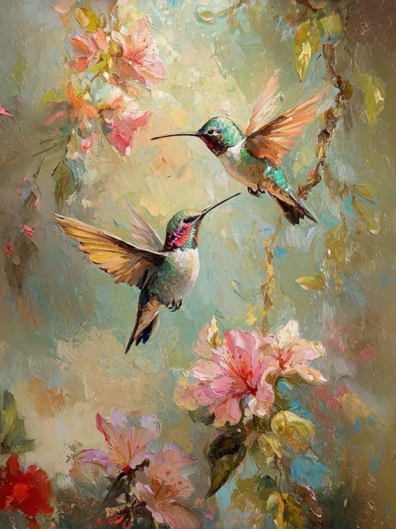 Mosaflare Paint by Numbers for Adults Beginner, Hummingbird Adult Paint by Number Kits on Canvas, DIY Acrylic Oil Easy Painting by Numbers for Home Wall Decor 12X16 inch (Without Frame) - Image 1