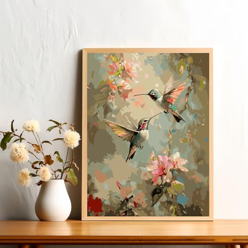 Mosaflare Paint by Numbers for Adults Beginner, Hummingbird Adult Paint by Number Kits on Canvas, DIY Acrylic Oil Easy Painting by Numbers for Home Wall Decor 12X16 inch (Without Frame) - Image 3