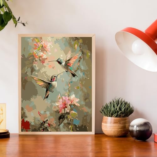 Mosaflare Paint by Numbers for Adults Beginner, Hummingbird Adult Paint by Number Kits on Canvas, DIY Acrylic Oil Easy Painting by Numbers for Home Wall Decor 12X16 inch (Without Frame) - Image 2
