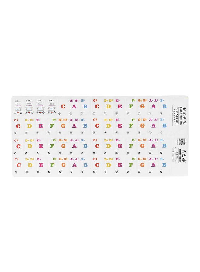 Loquat Colorful Removable Piano Keyboard Music Note Stickers For 37/ 49/ 61/ 88 Key Keyboards, I3528-13Z - Image 1
