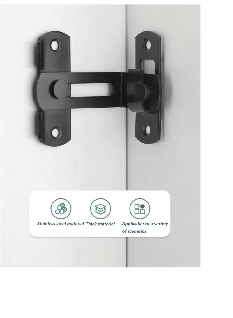 Stainless Steel Barn Door Lock with Right Angle Buckle Gate Latch for Sliding Doors Black 2 Pack - Image 2