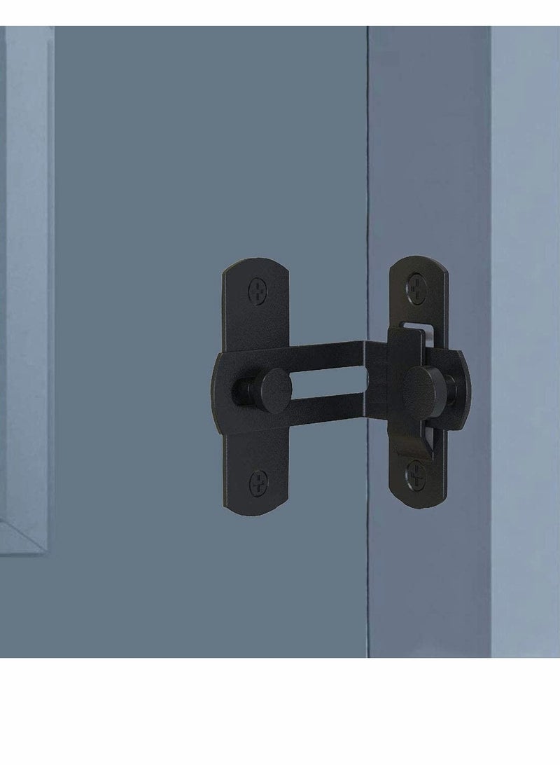 Stainless Steel Barn Door Lock with Right Angle Buckle Gate Latch for Sliding Doors Black 2 Pack - Image 5