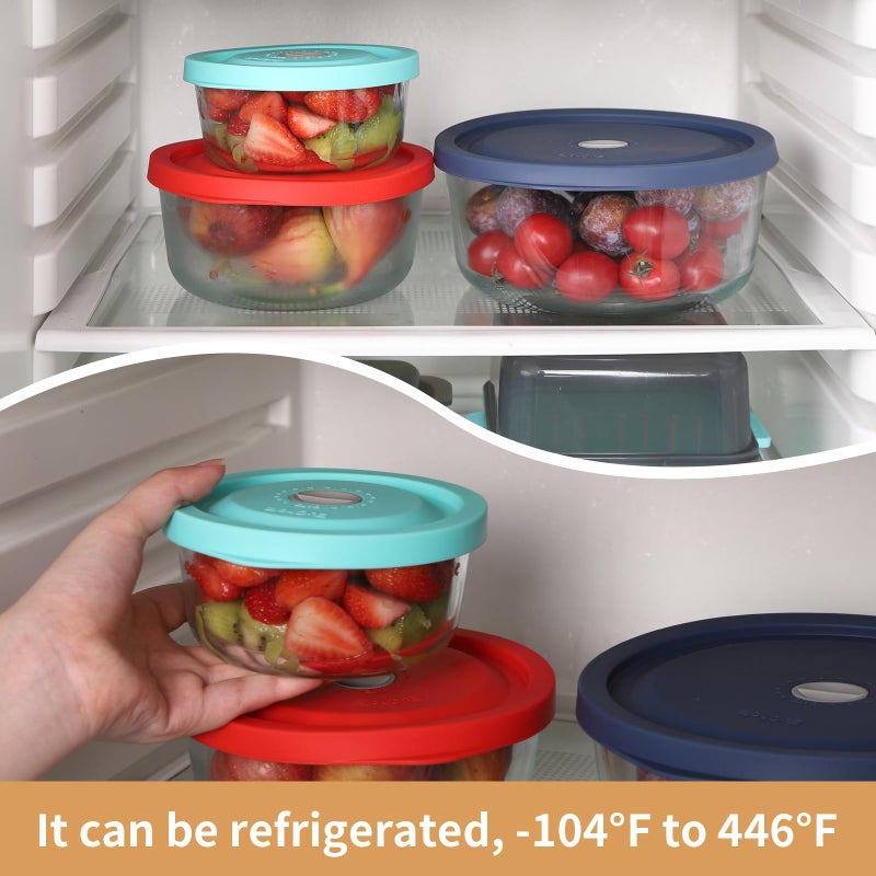 EuChoiz Replacement Lids for Pyrex 7201-PC 4 Cup, Silicone Round Storage Cover Lid for Anchor Hocking Glass Bowl 4 Pack with Date Mark Beige - Image 5