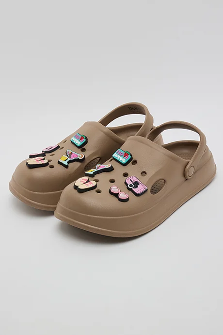 R&B Charm Detail Slingback Clogs