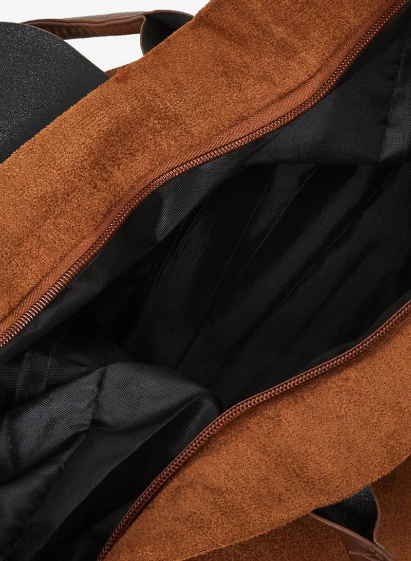 Styli  Khaki Suede Tote Bag with Charm for Women | Best Price UAE