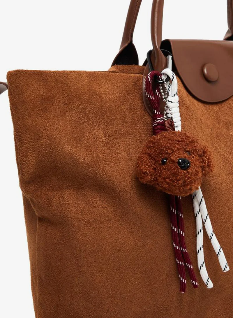 Styli  Khaki Suede Tote Bag with Charm for Women | Best Price UAE