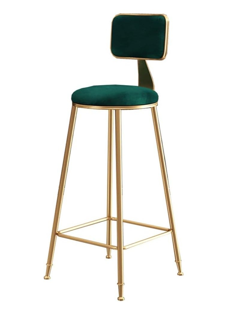 DubaiGallery Dining Chair Metal Bar Stools Set of 2 Bar Stools Modern Velvet Bar Chairs with Backrest, Counter Stools for Kitchen Cafe Dinner Pub  - Image 2