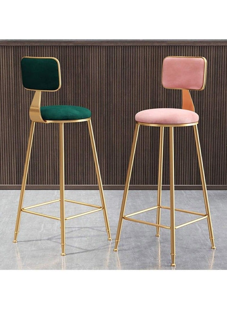 DubaiGallery Dining Chair Metal Bar Stools Set of 2 Bar Stools Modern Velvet Bar Chairs with Backrest, Counter Stools for Kitchen Cafe Dinner Pub  - Image 4