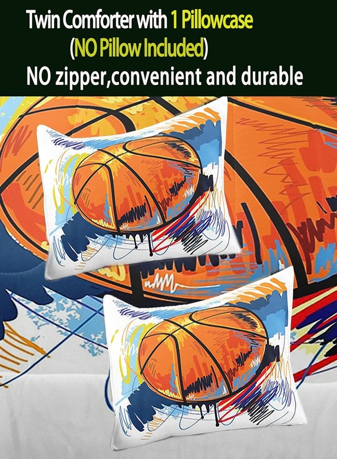 Bodhi 3D Hand Drawn Basketball Sports Comforter Set for Teen Boys,Kids Soft Microfiber Bedding Set with Pillowcases,Full Size,3PCS,1 Comforter Set+2 Pillow Shams #4008 - Image 3