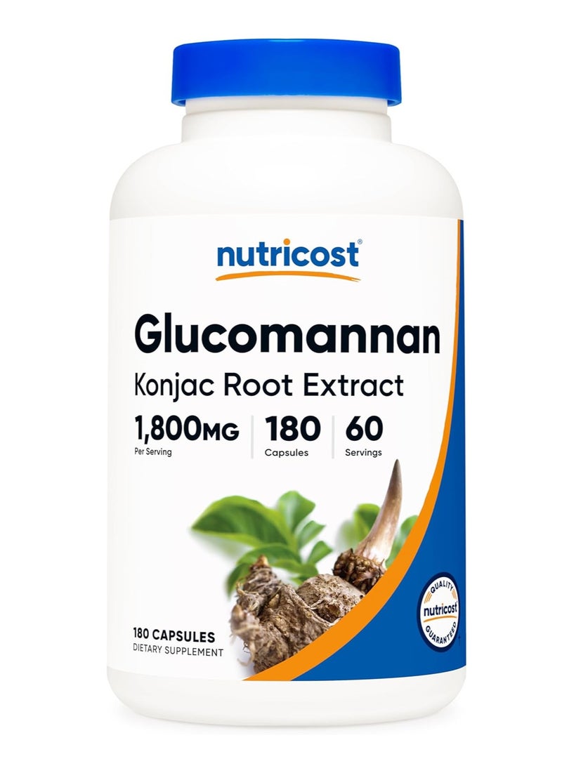 Nutricost Glucomannan Capsules 600mg 180 Caps - Image 1