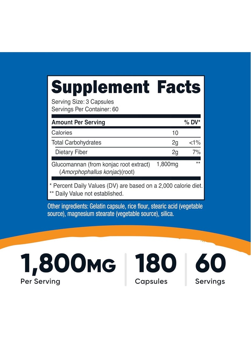 Nutricost Glucomannan Capsules 600mg 180 Caps - Image 2