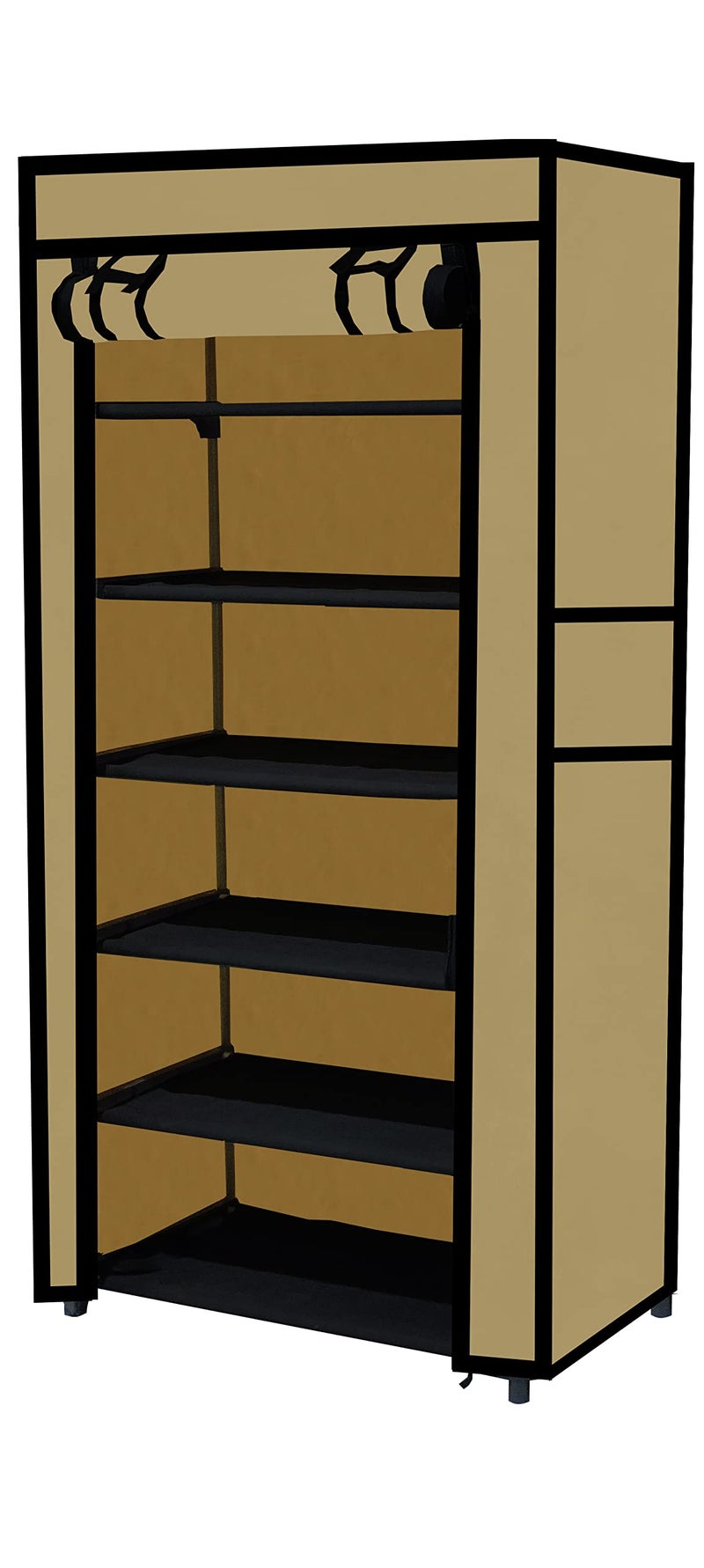 SANAMSTORE Multipurpose 6 Tier Rack Shoe/Clothes/Books Stand Rack with Cover for Home (Need to Be Assemble - DIY) -Beige - Image 4