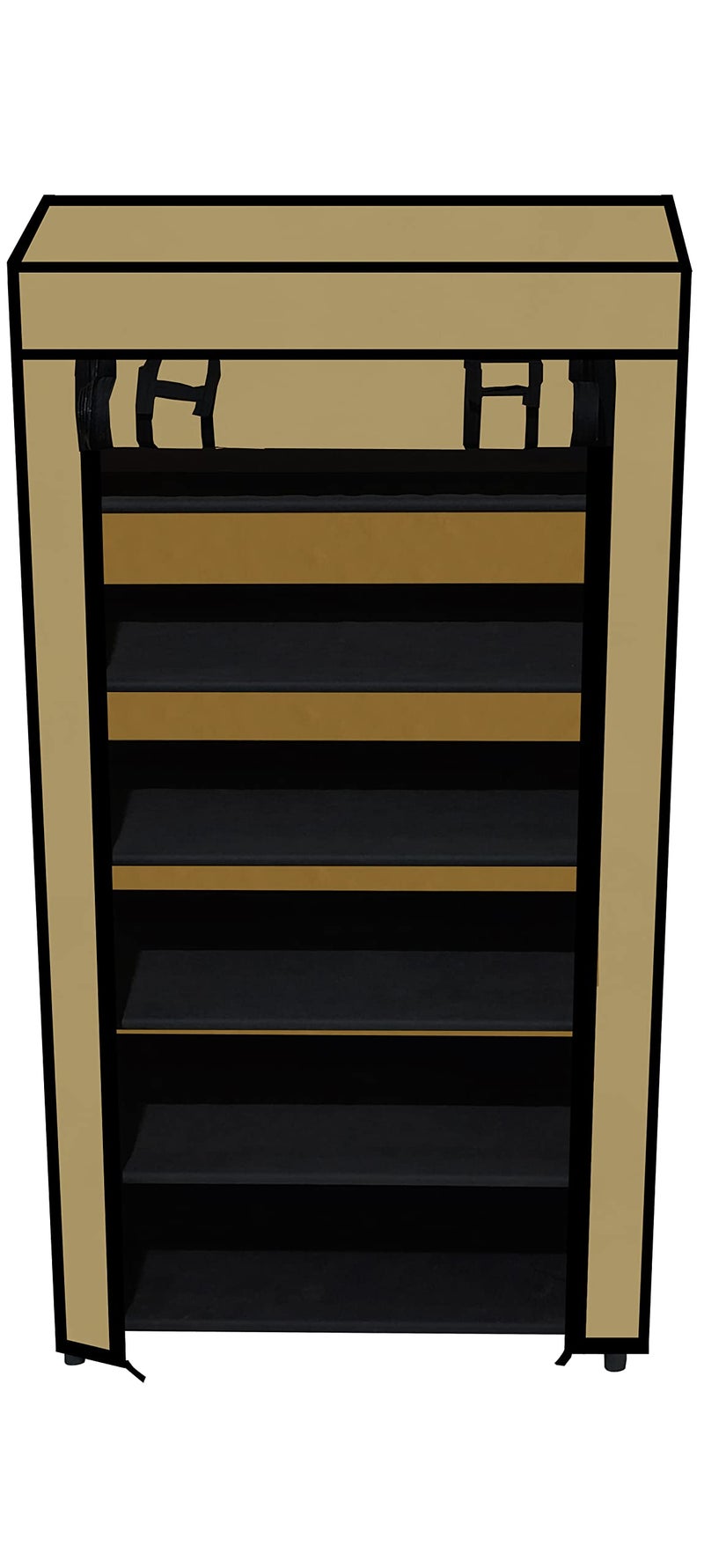 SANAMSTORE Multipurpose 6 Tier Rack Shoe/Clothes/Books Stand Rack with Cover for Home (Need to Be Assemble - DIY) -Beige - Image 5