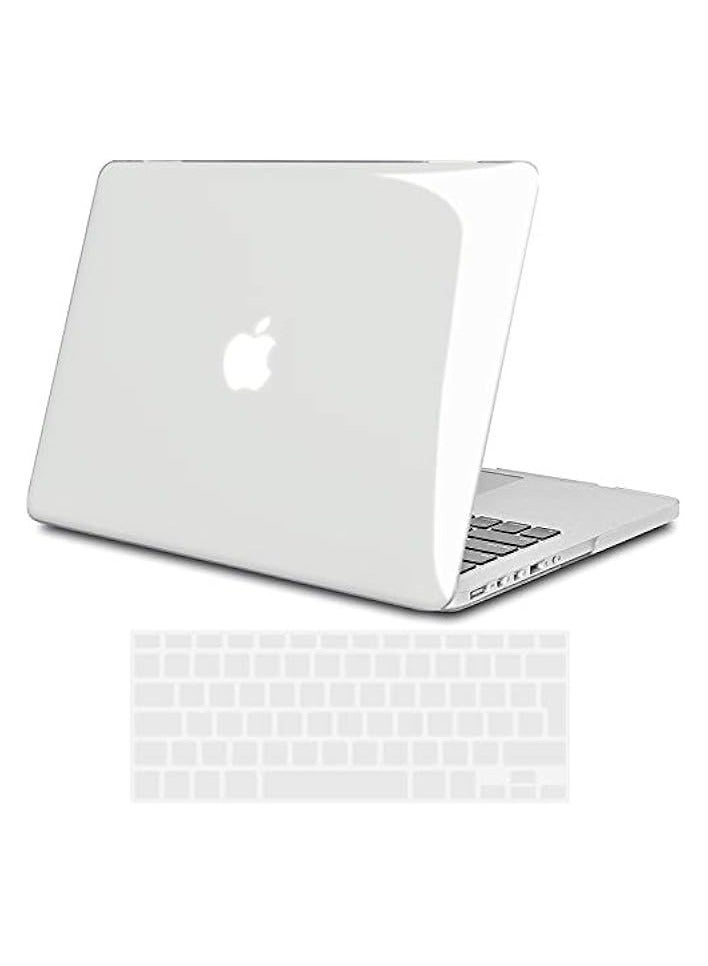 بروماس حافظة ماك بوك برو 13 ريتينا، حافظة بلاستيكية صلبة لجهاز ماك بوك برو ريتينا 13.3 بوصة مع غطاء لوحة مفاتيح شفاف بالاتحاد الأوروبي (Macbook Pro 13 REtina (A1502 &1425)، شفاف) - Image 1