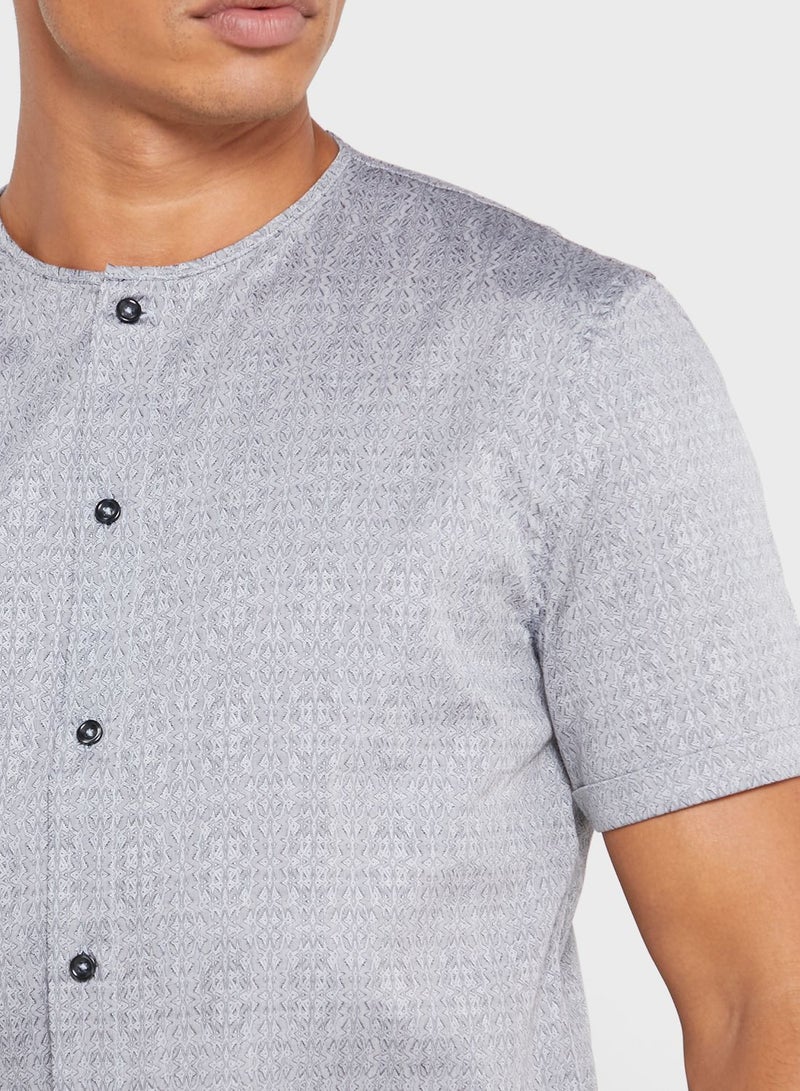 87Origins Textured Print Regular Fit Shirt  - Image 3