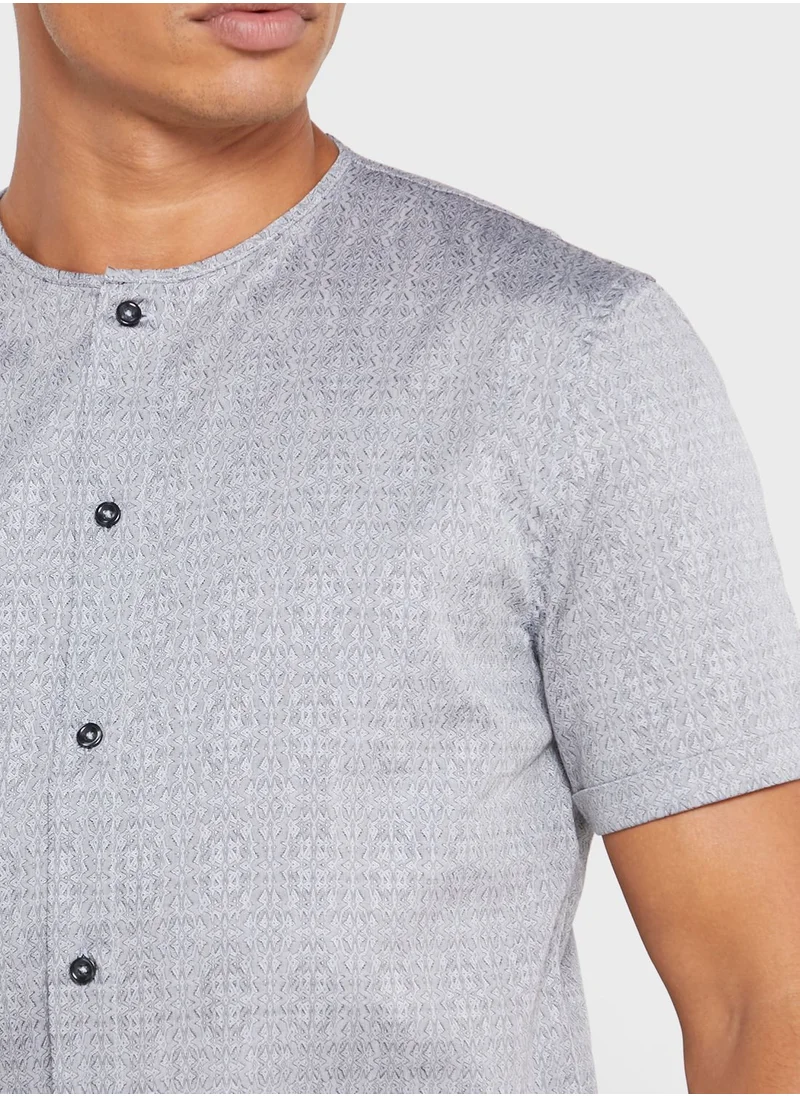 87Origins Textured Print Regular Fit Shirt
