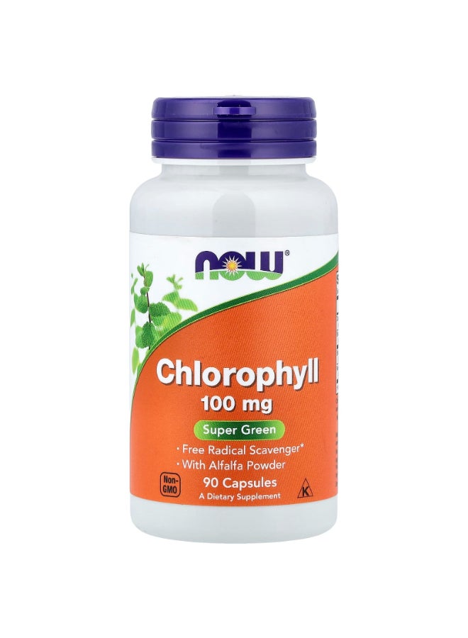 Now Foods Chlorophyll 100 Mg Dietary Supplement  - 90 Capsules - Image 1