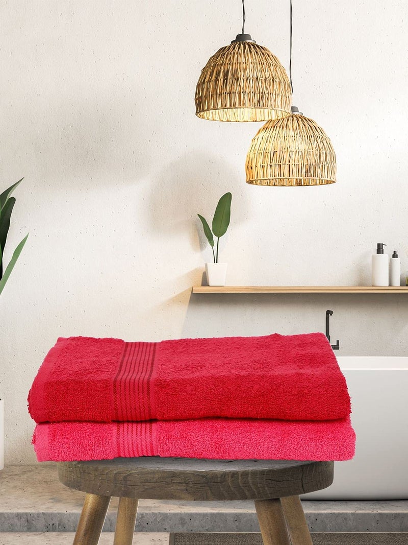 KOPA by Bianca 400 GSM 100% Cotton Soft Terry Towel l 2pc Bath Towel l Cotton Bath Towel l Bath Towel Cotton l D`Ross l Red-Pink - Image 1