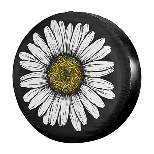 Foruidea Daisy Flower Spare Tire Cover DustProof Wheel Tire Cover Fit Trailer RV SUV and Many Vehicle 16 Inch