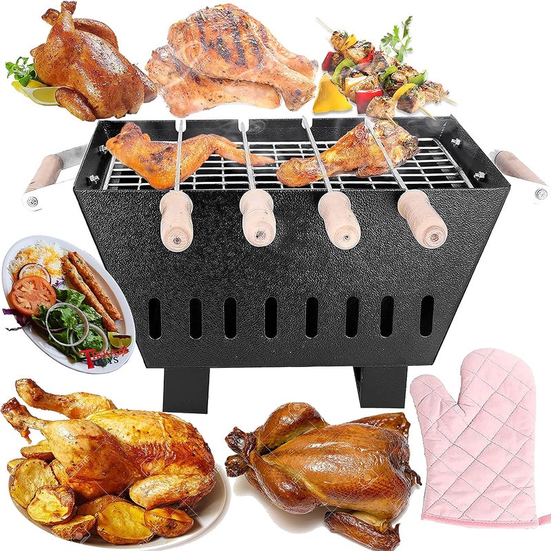 B.N. brights BNBRIGHT Charcoal Barbecue King Size Grill CRC Seat Powder Coating Body With 1Jali 4 Wooden Sheak Charcoal Packet 1 Tray Gloves 1 Tong BBQ49 - Image 1