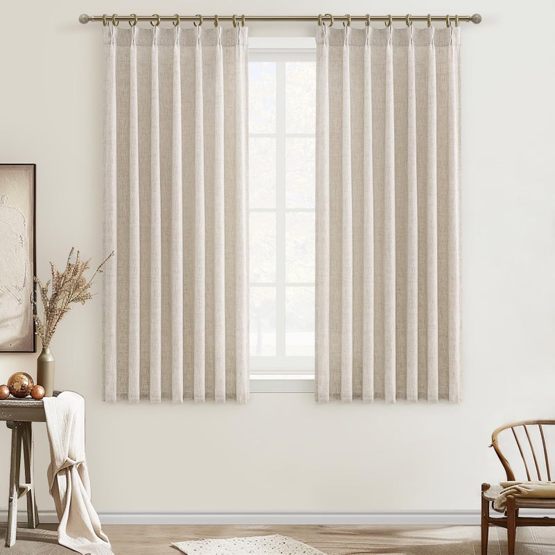 PleatedDrapes بطولة الستائر المصطحة للترشيح الطويلة 100 بوصة لغرفة النوم 2 لوح - Image 1