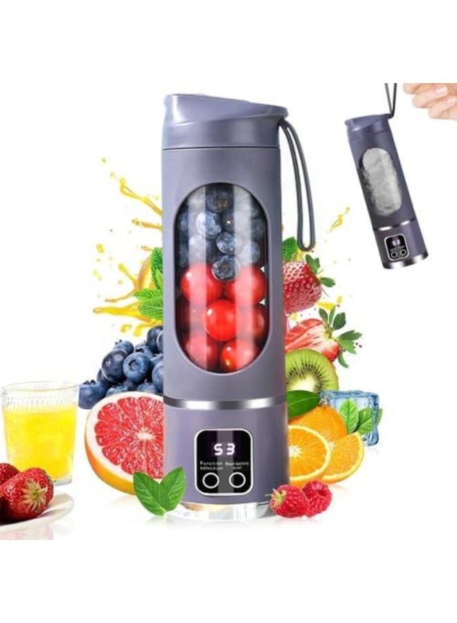 Portable Personal Electric Juicer, 450ML Mini Blender For Shakes and Smoothies juice, USB-C Rechargeable, 3 Levels Adjustable, 12 Blades Great for Mixing, Fresh Drinks Anytime (Dark Purple) - Image 1