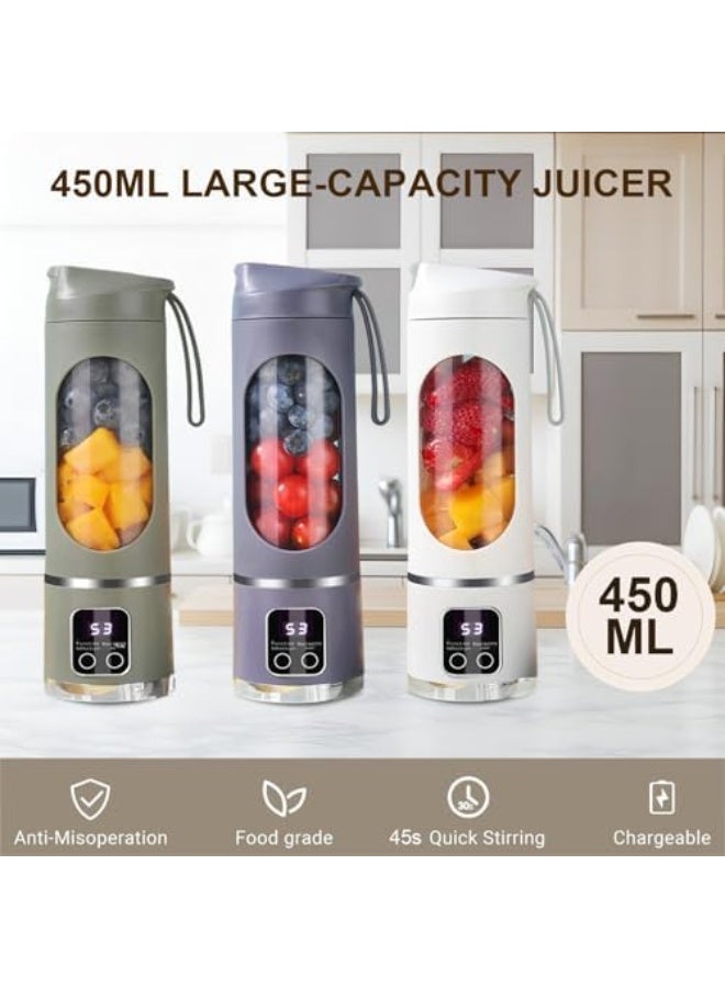 Portable Personal Electric Juicer, 450ML Mini Blender For Shakes and Smoothies juice, USB-C Rechargeable, 3 Levels Adjustable, 12 Blades Great for Mixing, Fresh Drinks Anytime (Dark Purple) - Image 2