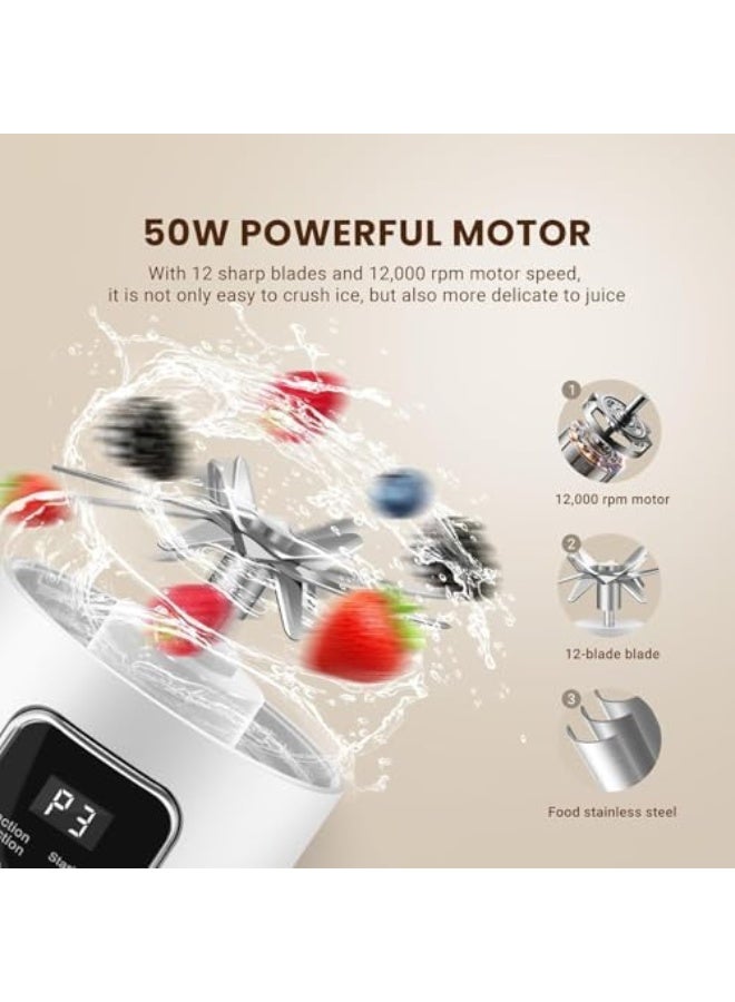 Portable Personal Electric Juicer, 450ML Mini Blender For Shakes and Smoothies juice, USB-C Rechargeable, 3 Levels Adjustable, 12 Blades Great for Mixing, Fresh Drinks Anytime (Dark Purple) - Image 3