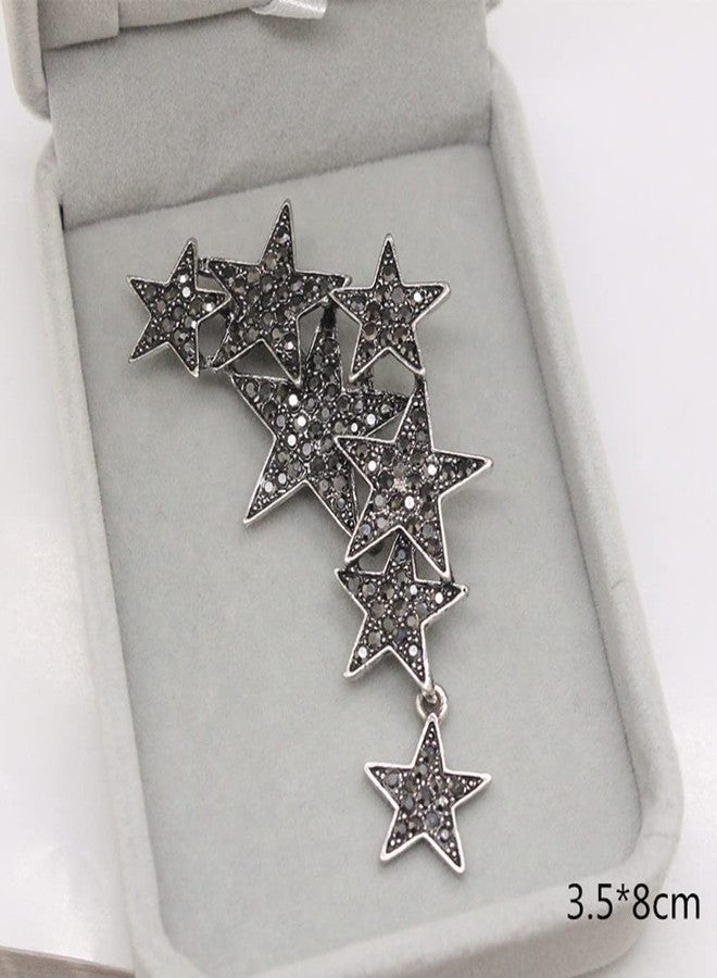 Ajojewel Black Rhinestone Star Brooch Pin For Women Men Vintage Jewelry For Party Fashion Gift - Image 3