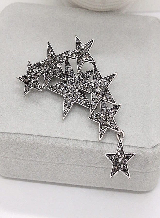 Ajojewel Black Rhinestone Star Brooch Pin For Women Men Vintage Jewelry For Party Fashion Gift - Image 4