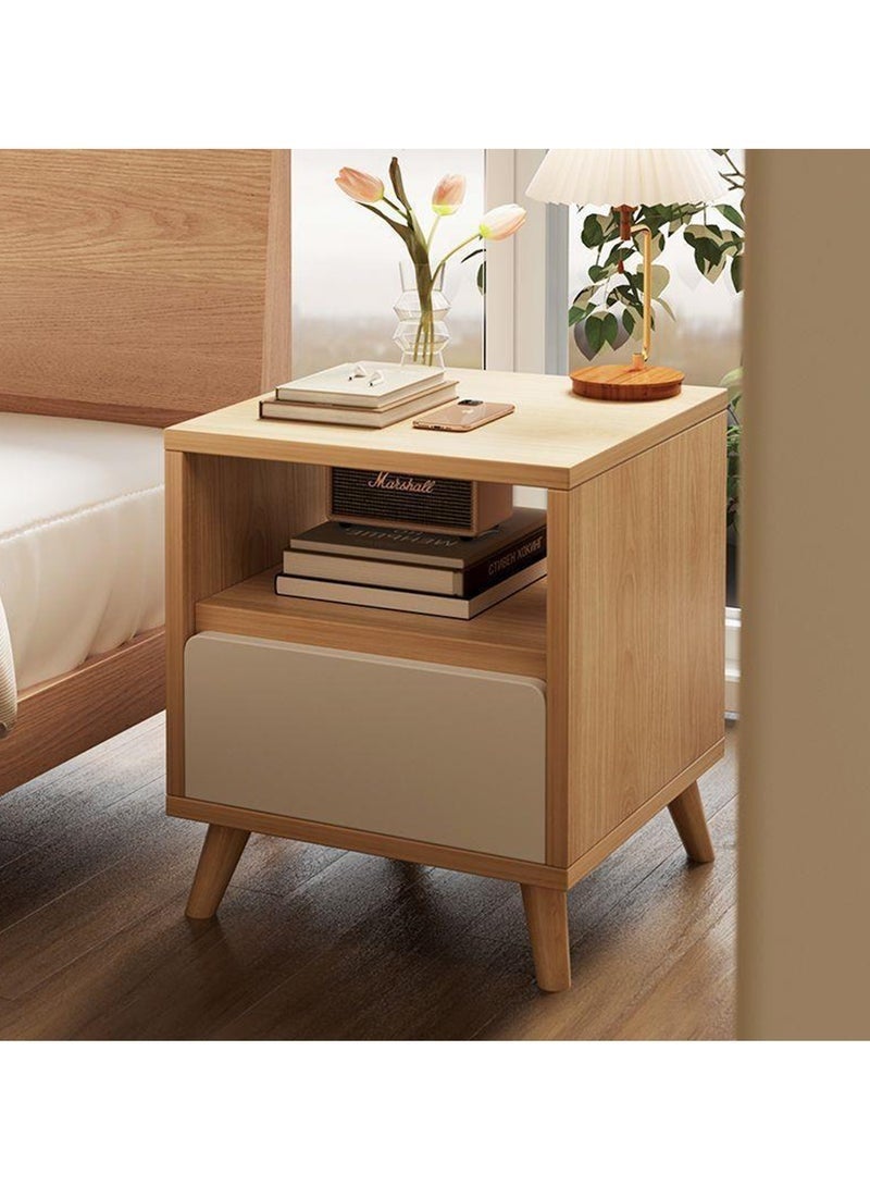 عربست طاولة جانبية للسرير بدرج واحد، خزانة جانبية للسرير، طاولة ليلية مع رف تخزين مفتوح، مكتب جانبي، خزانة ملابس لغرفة النوم، تصميم عصري بسيط، سهلة التركيب (أبيض دافئ) - Image 2