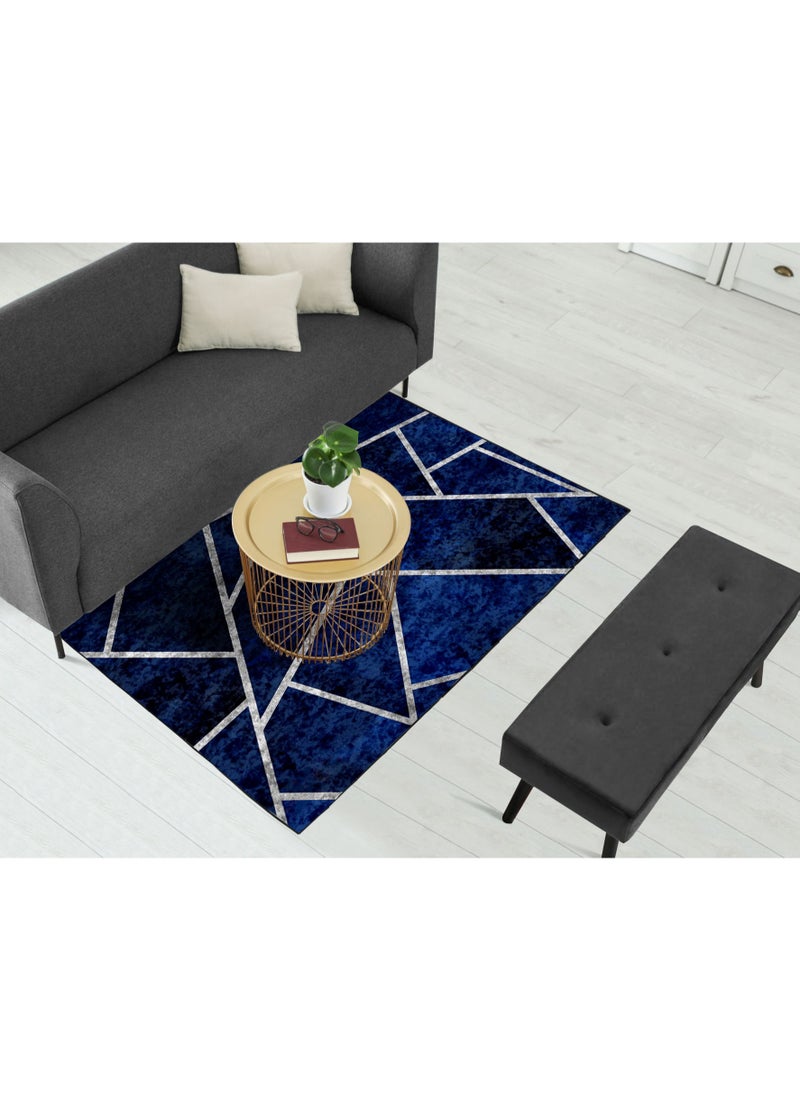 Navy Blue Silver Lines Centerpiece Rug, Fabric, Rectangle - pzsku/Z370763695C8A178EB291Z/45/_/1723029240/0e719cde-0674-4e9c-958b-7f4d7652502e