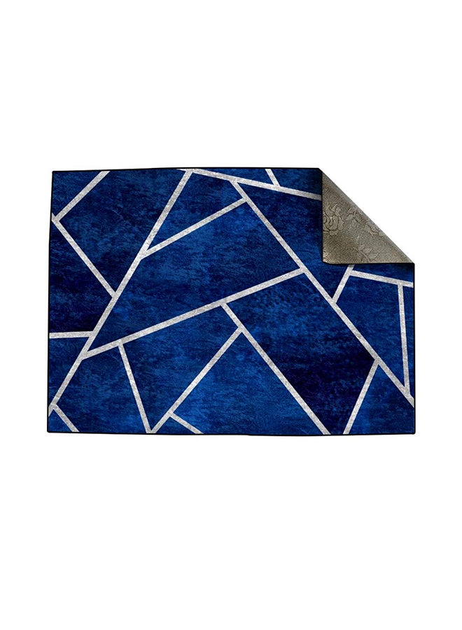 RIZARIES Navy Blue Silver Lines Centerpiece Rug, Fabric, Rectangle - Image 2