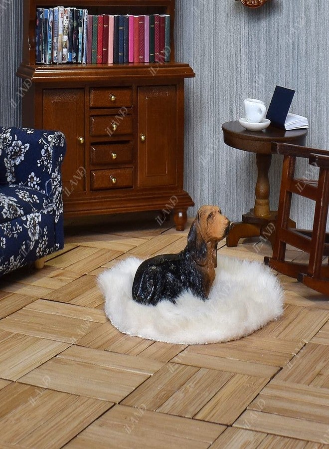 iLAND Miniature Dollhouse Furniture on 1 12 Scale, Dollhouse Chair & Table & Bookshelf & Rug (Classic 4pcs) - Image 4