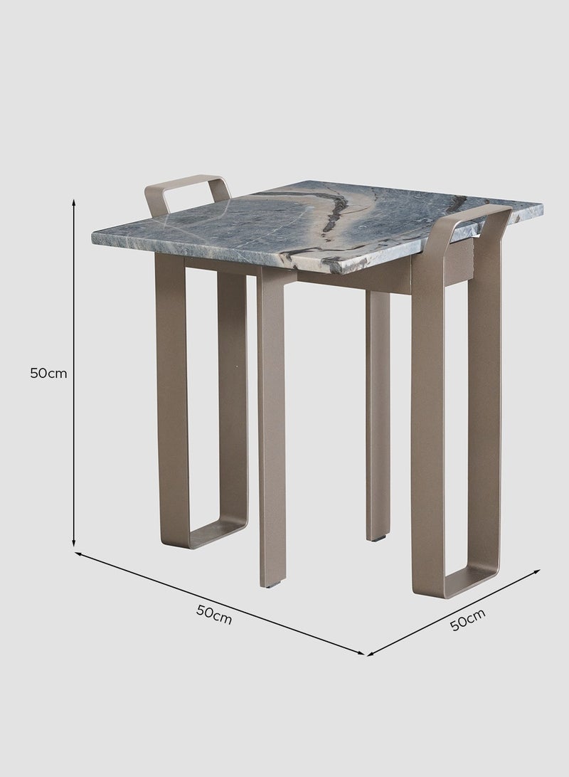 AL HUZAIFA FURNITURE Lezarde Side Table, Natural Marble  - Image 5