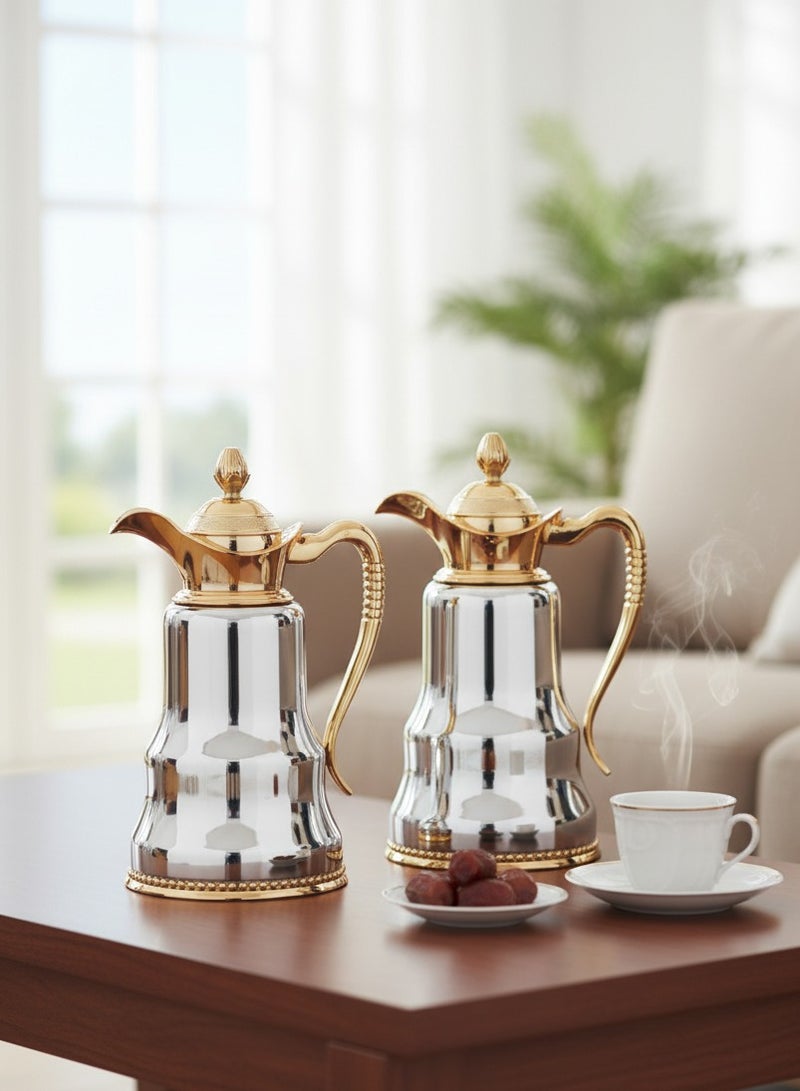 REEM 2-Piece Tea/Coffee Flask Set 0.6L & 0.8L Gold/Silver - Image 1