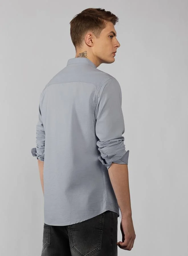 Dennis Lingo Regular Fit Metallic Silver Cotton Shirt – Stylish and Classic