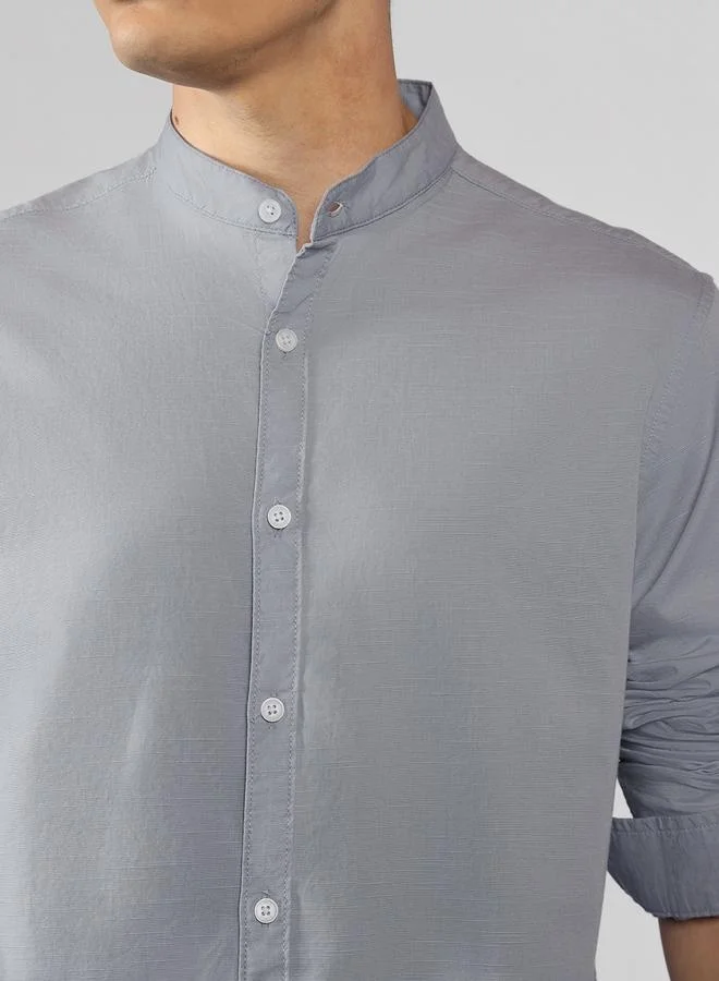 Dennis Lingo Regular Fit Metallic Silver Cotton Shirt – Stylish and Classic