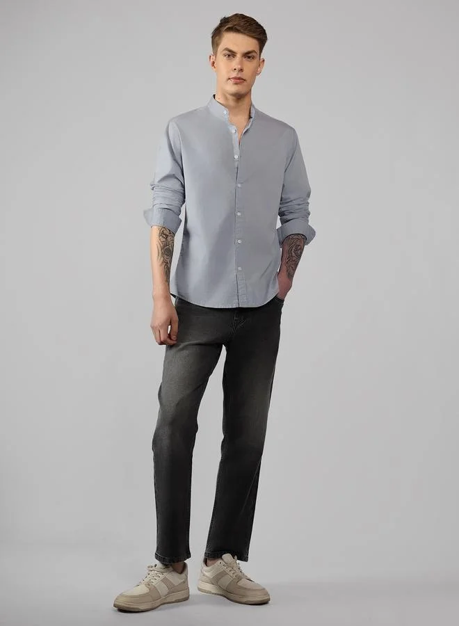 Dennis Lingo Regular Fit Metallic Silver Cotton Shirt – Stylish and Classic