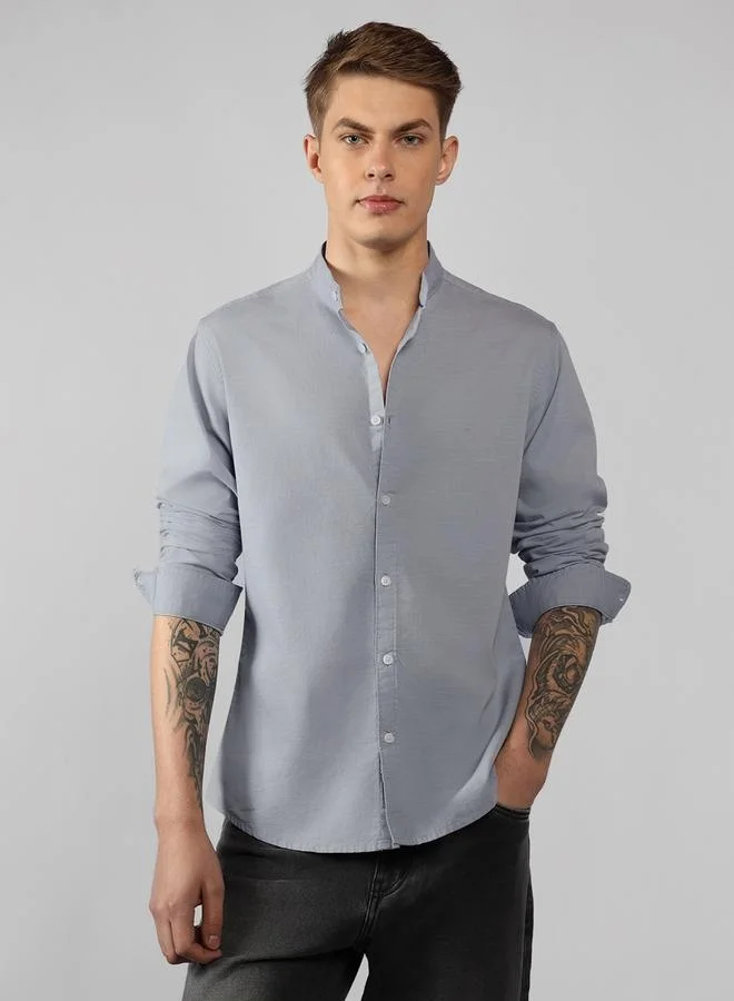 Dennis Lingo Regular Fit Metallic Silver Cotton Shirt – Stylish and Classic