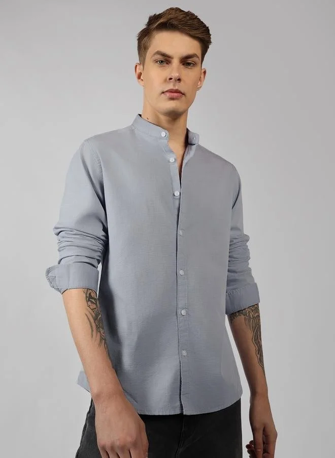 Dennis Lingo Regular Fit Metallic Silver Cotton Shirt – Stylish and Classic