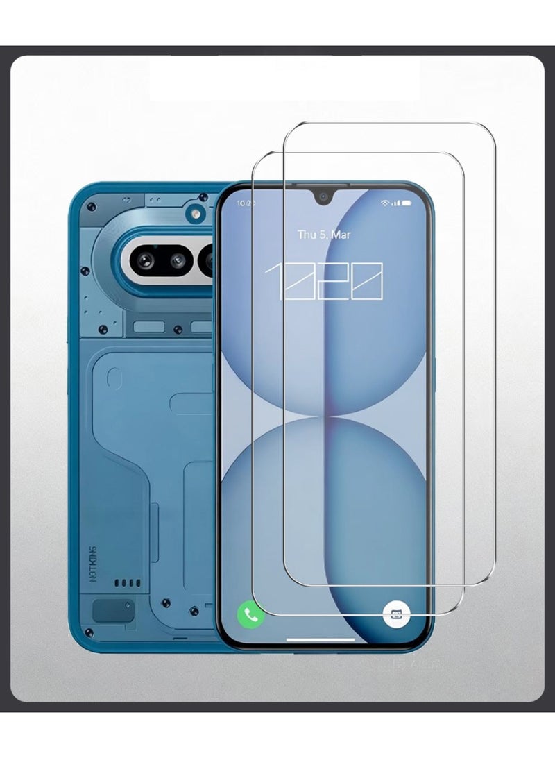 2 Pack for Nothing Phone 4a Premium Tempered Glass Screen Protector, with 9H Hardness, Anti-Fingerprint, Anti-Shatter, Bubble-Free & Easy Installation