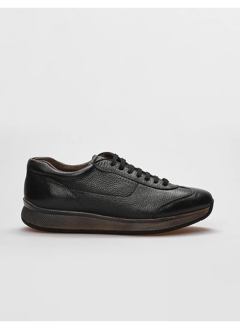 Cabani Genuine Leather Black Lace-Up Men's Sports Shoes