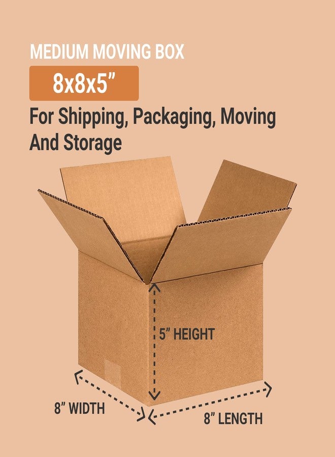BOX USA صناديق شحن BOX USA، 8 بوصات طول × 8 بوصات عرض × 5 بوصات ارتفاع، عبوة من 25 صندوقًا | صندوق من الورق المقوى المموج للتعبئة والنقل والتخزين 8×8×5 885 - Image 2